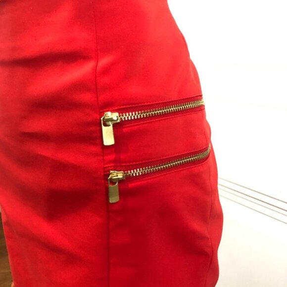 H&M Red Pencil Skirt with Exposed Zippers - Picture 7 of 8